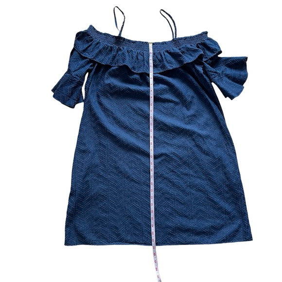 Vivi By Violet Weekend Women Cottagecore Off Shoulder Dress Blue Sz XL Cotton - Picture 6 of 11